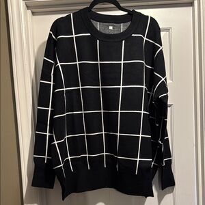 NEW Black and White Grid Sweater, XL